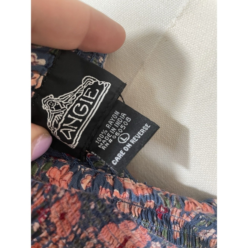 Y2K Angie Floral Boho Cottagecore Cutout Midi Dress L Whimsy Festival Flowy - Picture 7 of 7